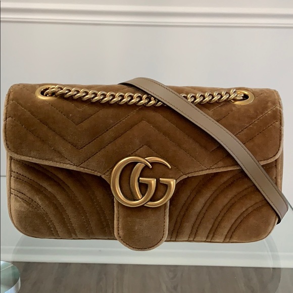 gucci tan velvet bag